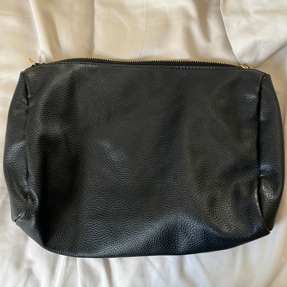 Black faux leather clutch